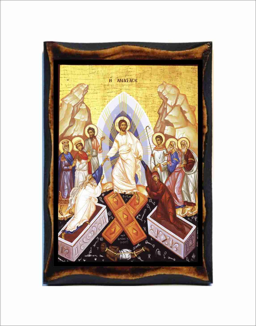 Resurrection of Jesus Icon - Byzantine Art Catholic Holy Card on ...