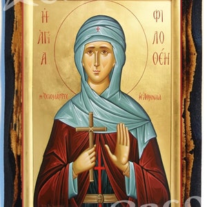 Saint Philothei Greek Orthodox Russian Mount Athos Byzantine Christian Catholic Icon on
