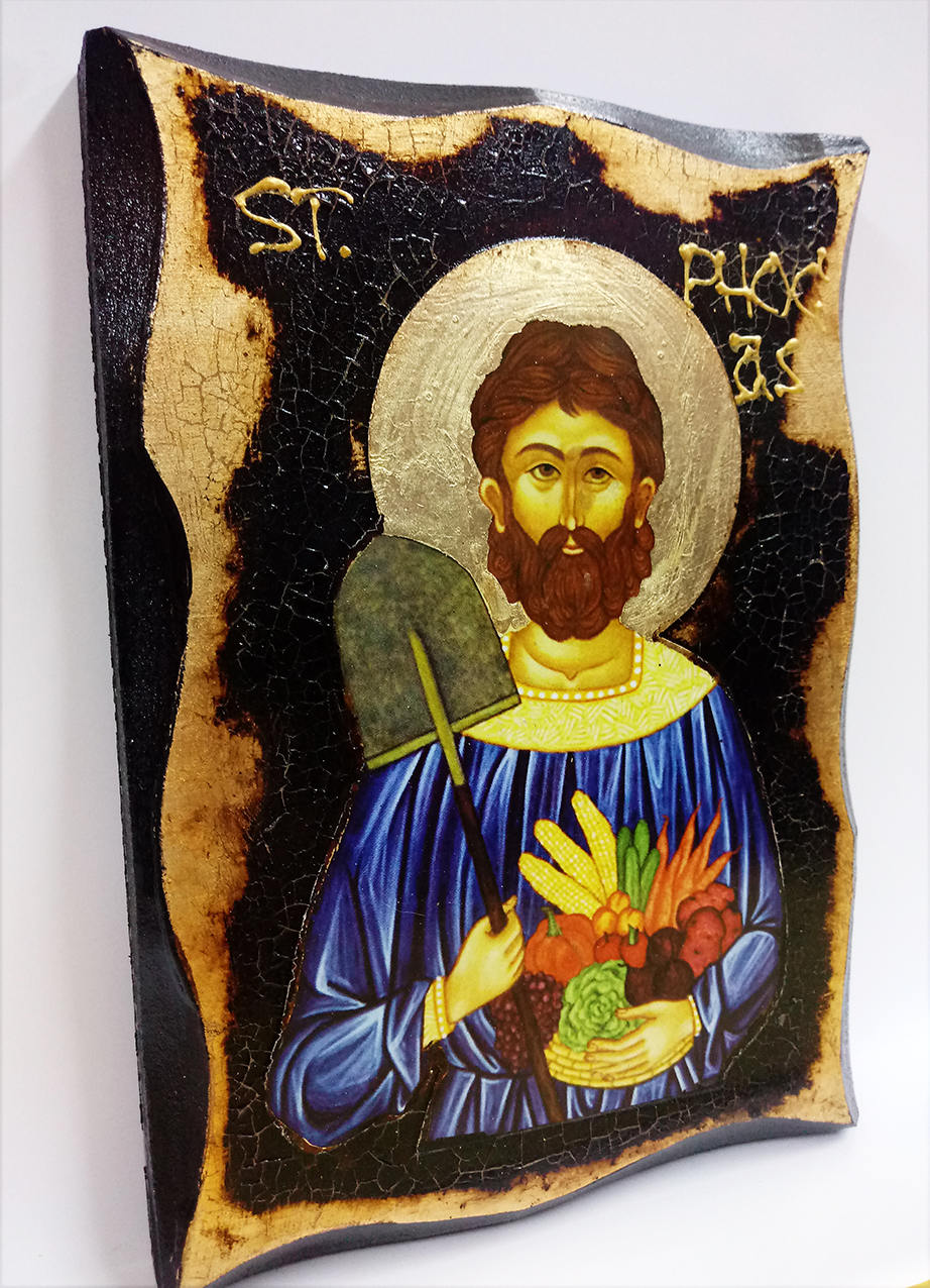 Saint Phocas the Gardener: Handmade Wood Icon With Golden Leaf 24K - Etsy