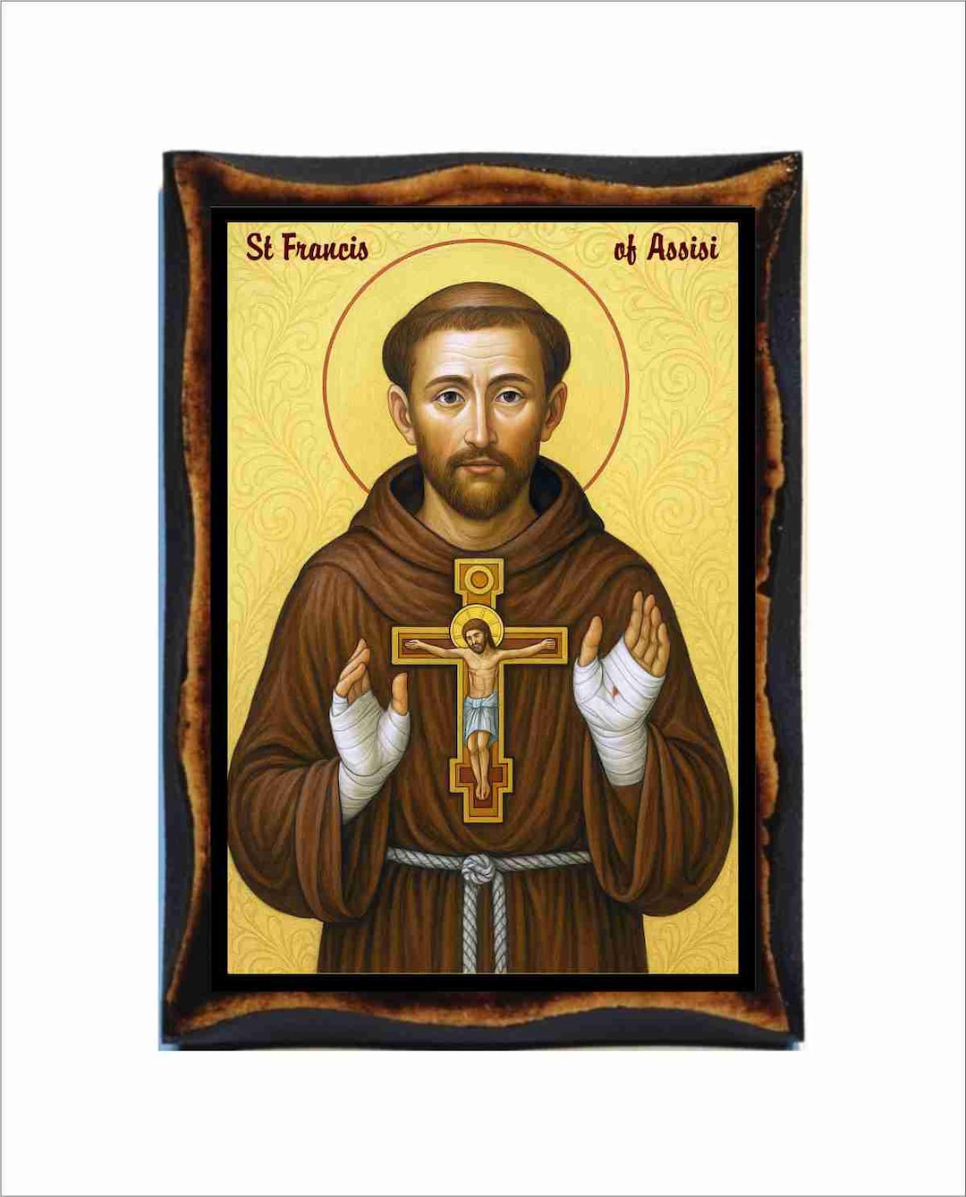 Saint Francis of Assisi Icon - Byzantine Art - Catholic Holy Card on ...