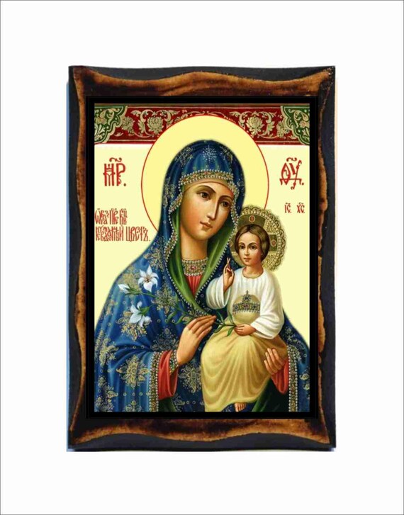 枯れないバラ - ビザンチン美術 - 手作りの木製額縁に描かれた正教会の