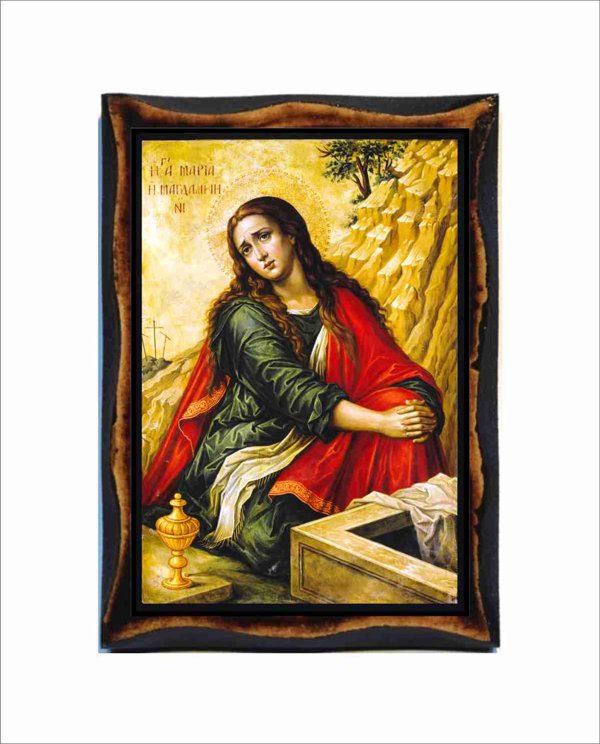 Mary Magdalene Icon - Byzantine Art - Catholic Holy Card on