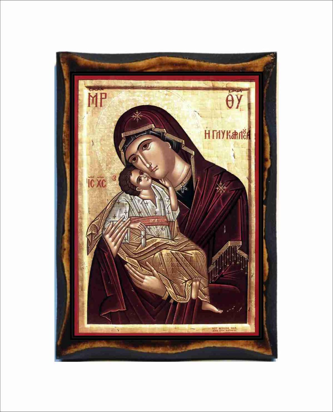 Virgin Mary Sweet Kiss Icon - Byzantine Art - Orthodox Holy Card on ...
