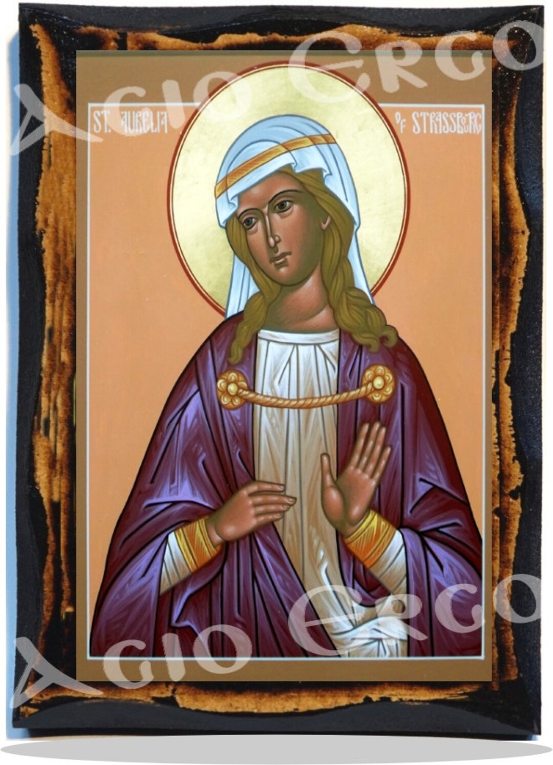 Saint Aurelia of Strasbourg Christian Icon on Wood Etsy