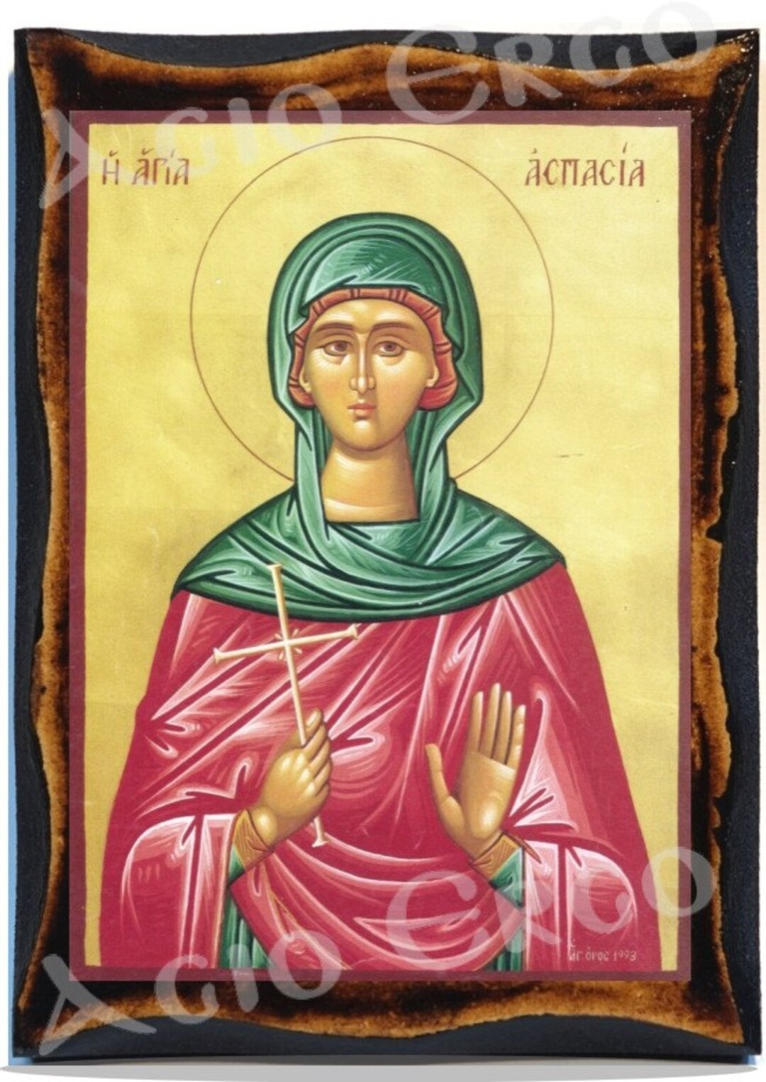 SAINT ASPASIA Greek Orthodox Byzantine Christian Icon on Wood - Etsy
