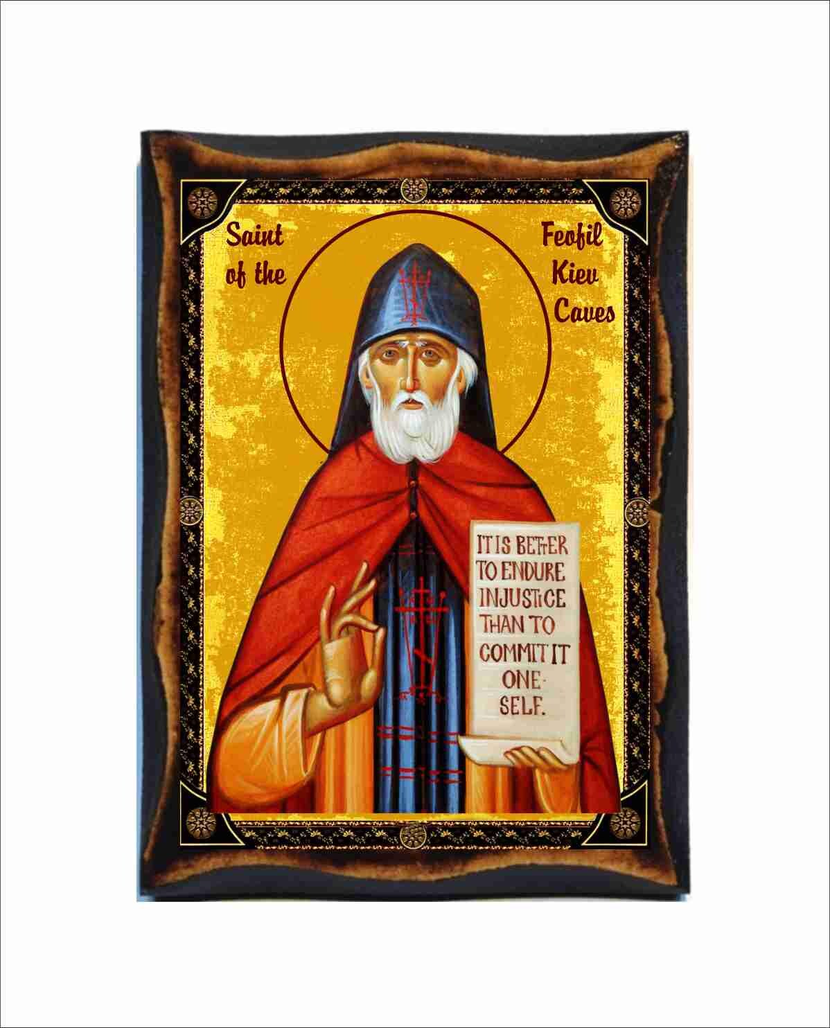 Theophilus of Kiev Caves Icon - Byzantine Art - Orthodox Holy Card