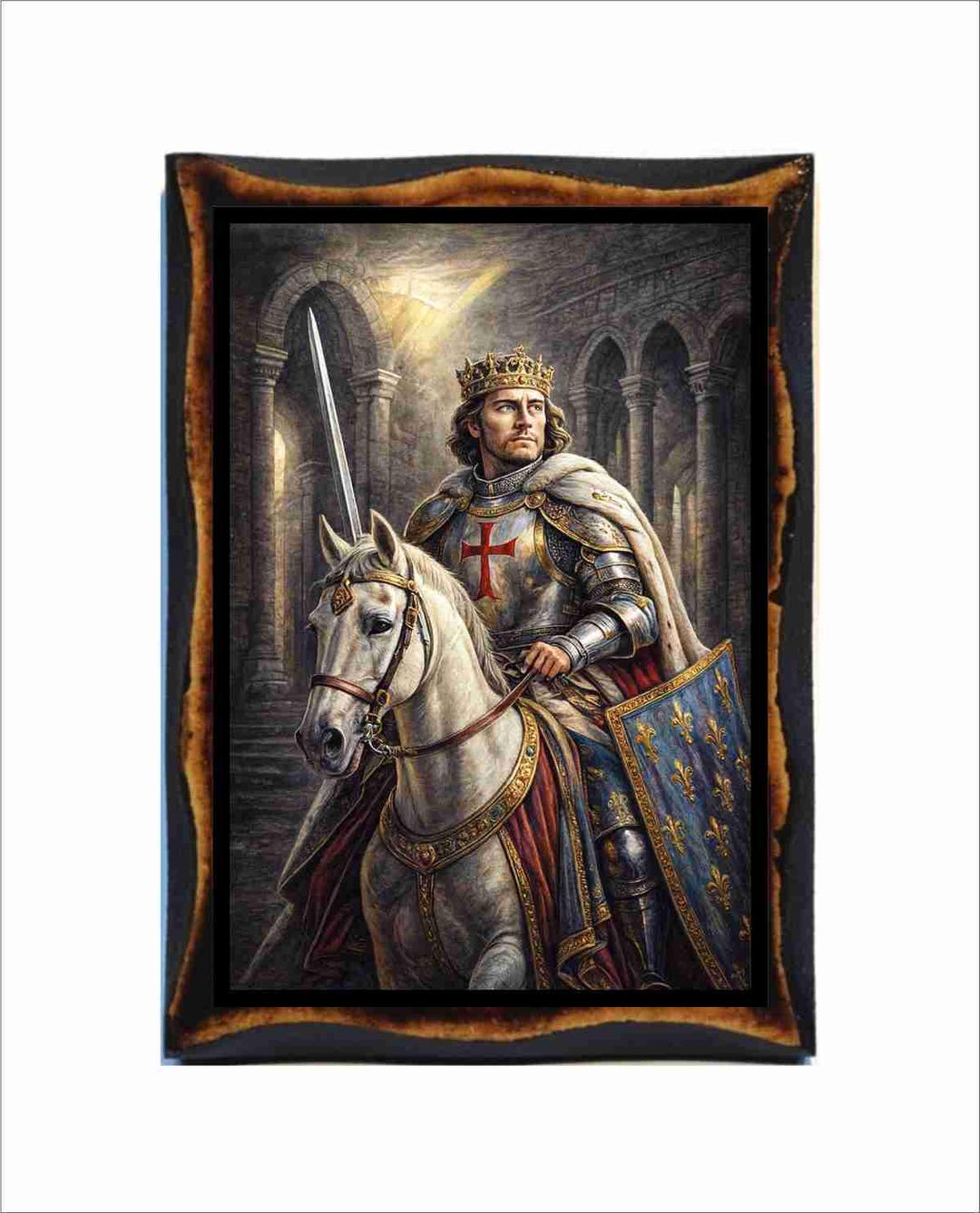 Saint Louis IX Icon - Byzantine Art - Catholic Holy Card on Handmade ...