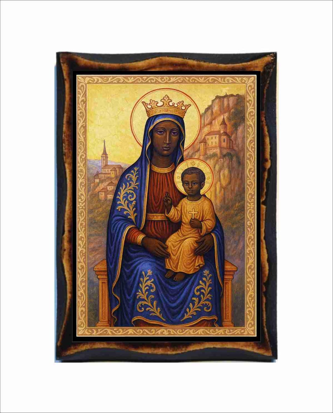 Our Lady of Rocamadour Icon - Byzantine Art - Catholic Holy Card on ...