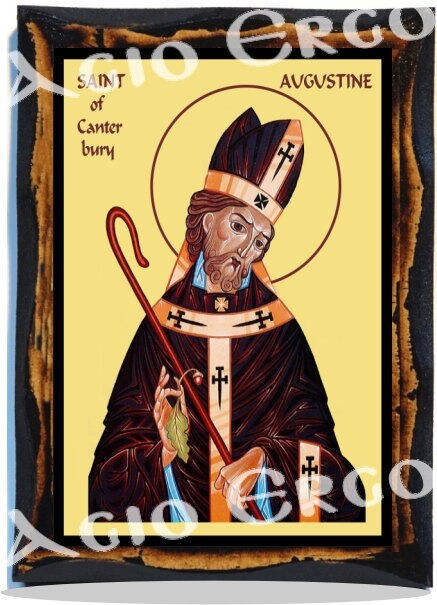 Saint Augustine Archbishop Of Canterbury Icon On Wood Etsy