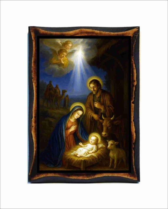 イエス降誕のアイコン - クリスマス - ビザンチン美術 - 手作りの木製