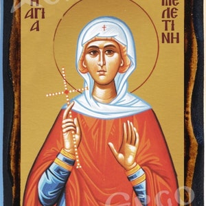 Saint Melitini Greek Orthodox Russian Mount Athos Byzantine Christian Catholic Icon on Wood