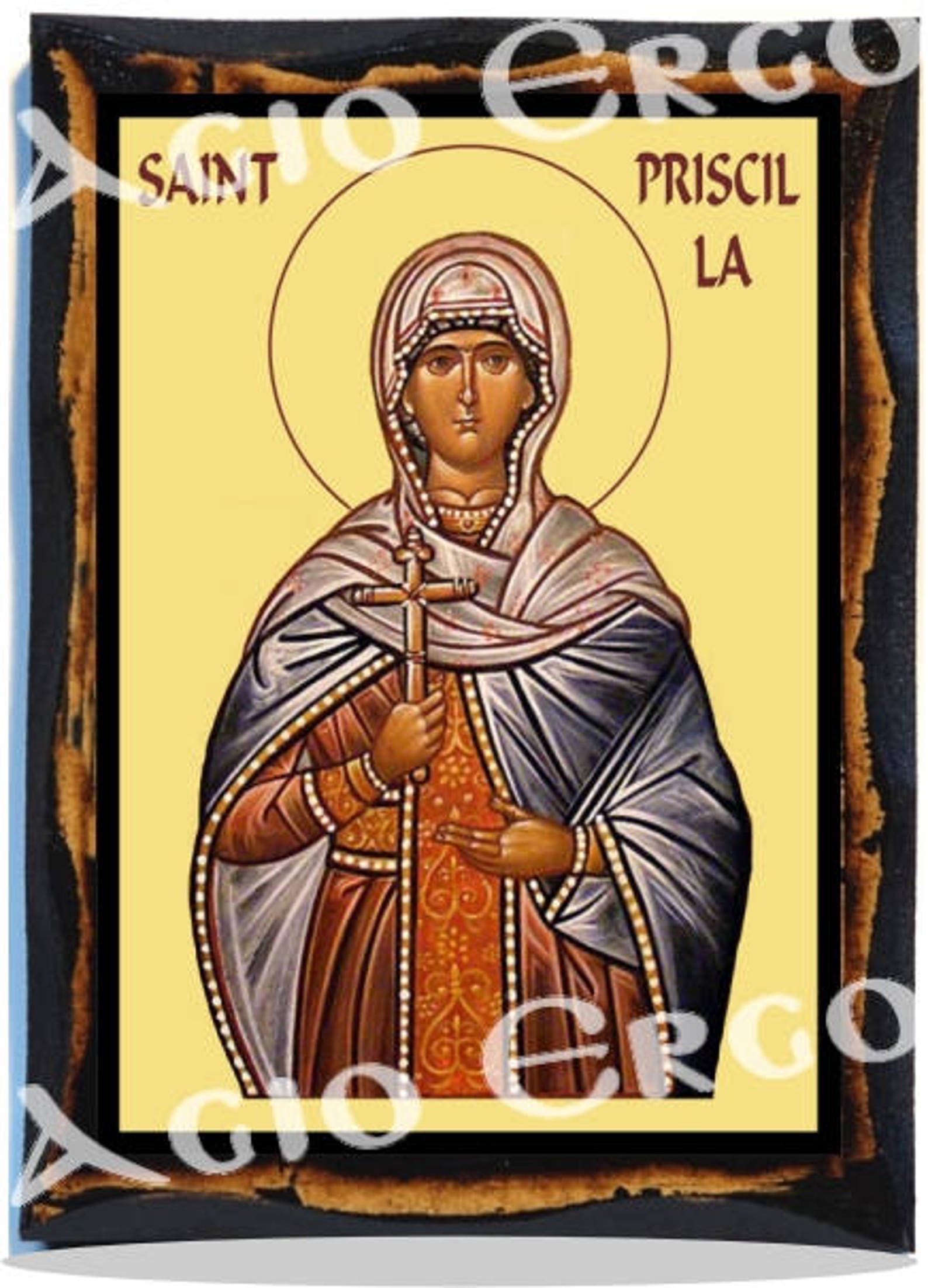 Saint Priscilla Christian Roman Catholic Icon on Wood Etsy