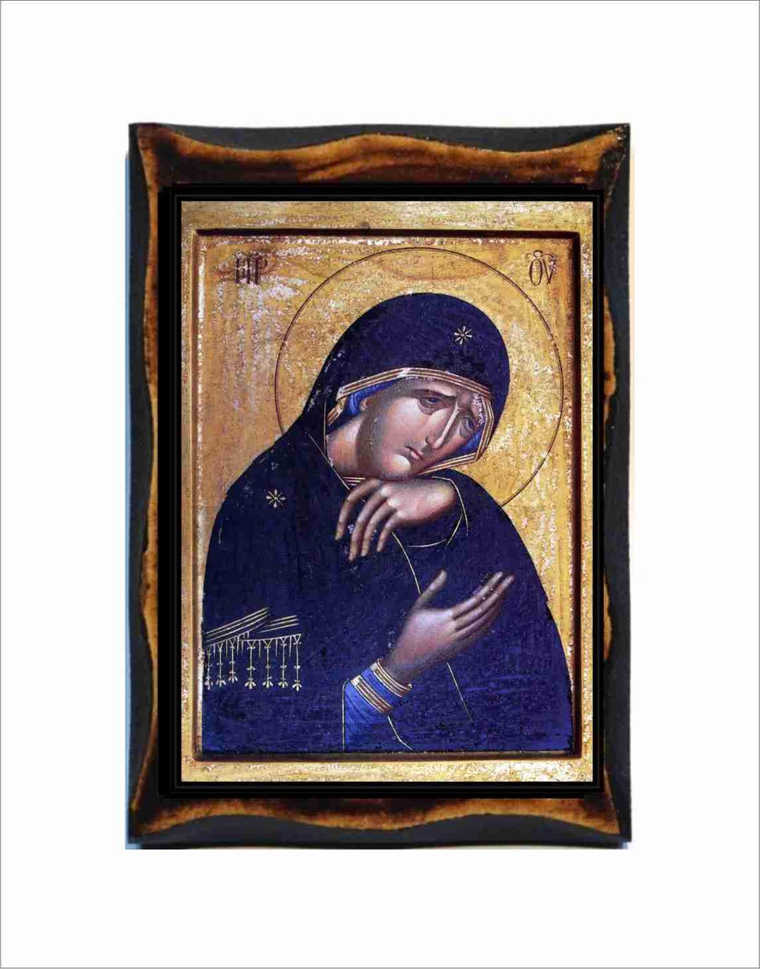 Holy Virgin Mary Icon - Byzantine Art - Orthodox Catholic Holy Card on ...
