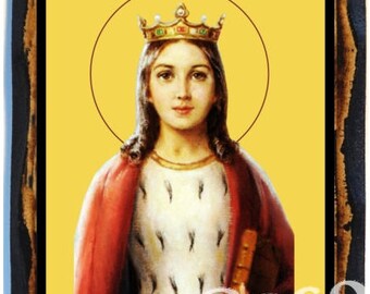 Saint Dymphna Christian Catholic Icon on wood