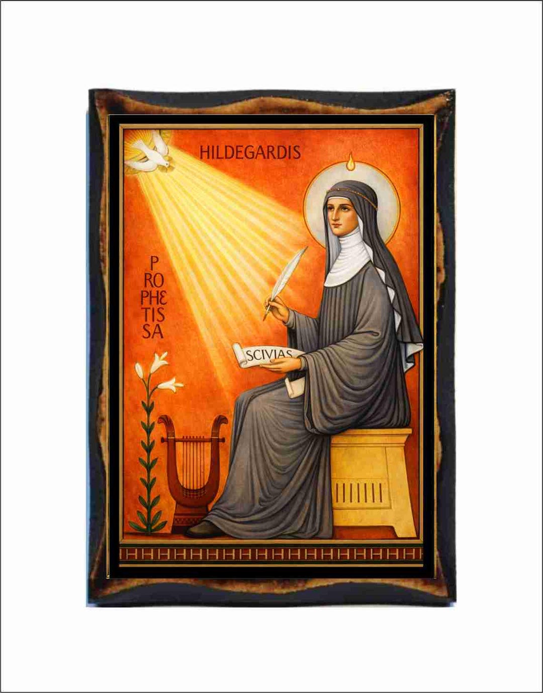 Saint Hildegard of Bingen Icon - Byzantine Art - Catholic Holy