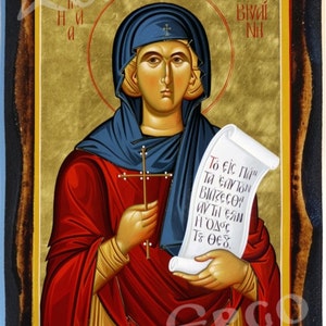 The Saint Vryaine of Pafos Greek Orthodox Russian Byzantine Christian Icon on Wood