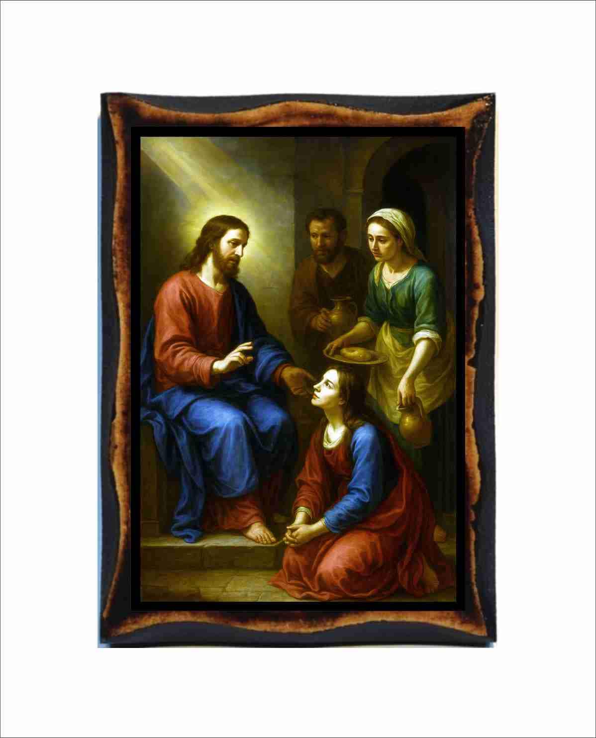 Jesus at the Home of Martha and Mary - Catholic Holy Card on Handmade ...