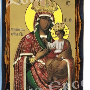Holy Virgin Mary  “Chernigov-Gethsemane”Greek Orthodox Russian Serbian Byzantine Christian Icon on Wood