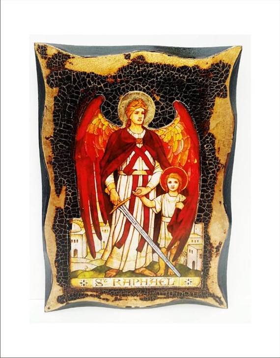 開運絵画 ラファエルの羽根 イーゼル付き 24金金箔付き 開運絵画