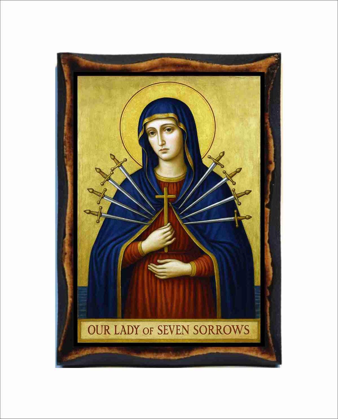 Our Lady of Sorrows Icon - Orthodox Icon on Handmade Wooden Plaque ...