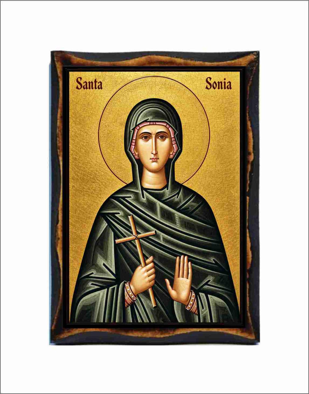 Saint Sonia of Rome - Byzantine Art - Catholic Holy Card on Handmade ...