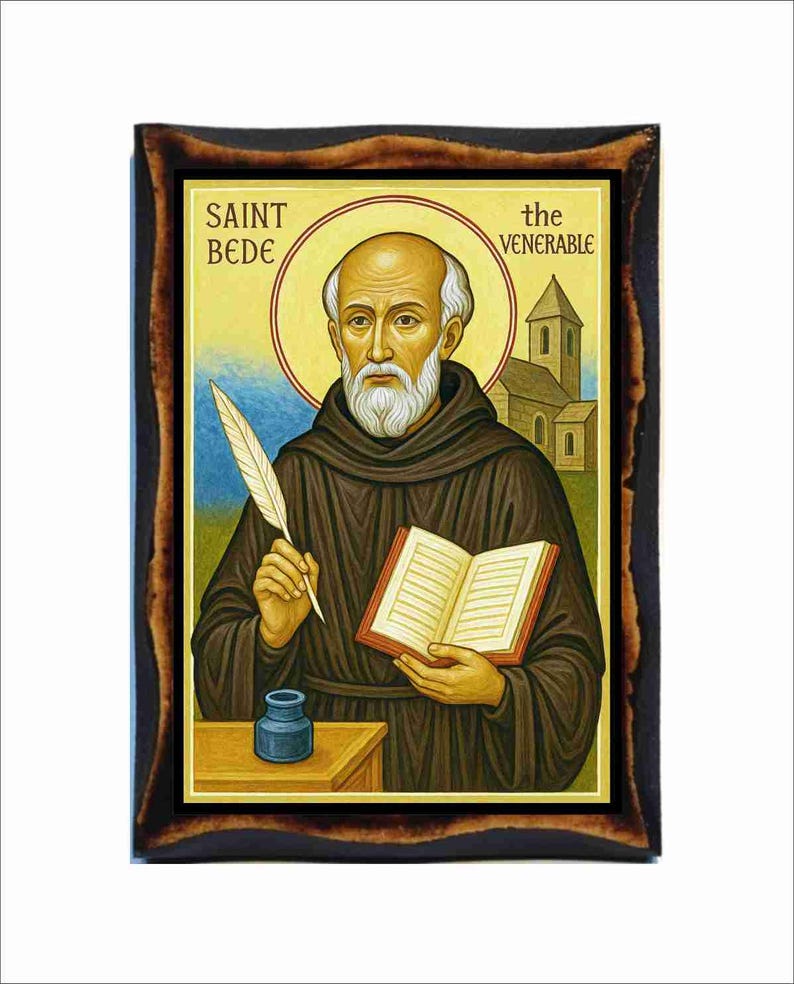 Saint Bede Icon - Venerable Bede - Byzantine Art - Catholic Holy Card ...