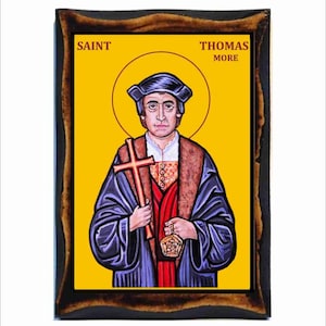 Icône catholique romaine Saint Thomas More sur bois