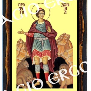 Prophet Daniel Greek Orthodox Russian Mount Athos Byzantine Roman Christian Catholic Wood Icon Plaque 画像 1