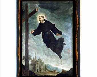 Icona di Giuseppe da Copertino - Arte bizantina - Immagine sacra cattolica su targa di legno fatta a mano