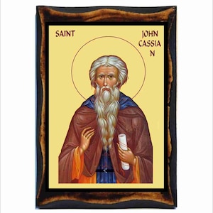 Saint John Cassian - Saint John the Ascetic - Saint John Cassian the Roman Christian Catholic Icon on wood