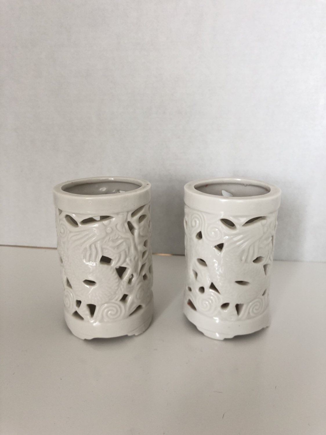 Milk White Set Candle Holder Fujian China Dragons Milk Etsy