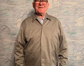 Vintage gris lona hombres trabajo chaqueta algodón Workwear hombres trabajo trabajadores chaqueta artista usar gris chore chaqueta tamaño extra grande