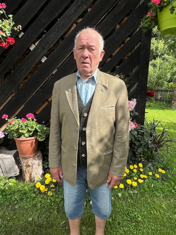 Classic Austrian Mens Linen Jacket Alpen Tracht German Jacket Trachten Traditional Folk Blazer Bavarian Oktoberfest Jacket Size Extra Large Etsy Canada