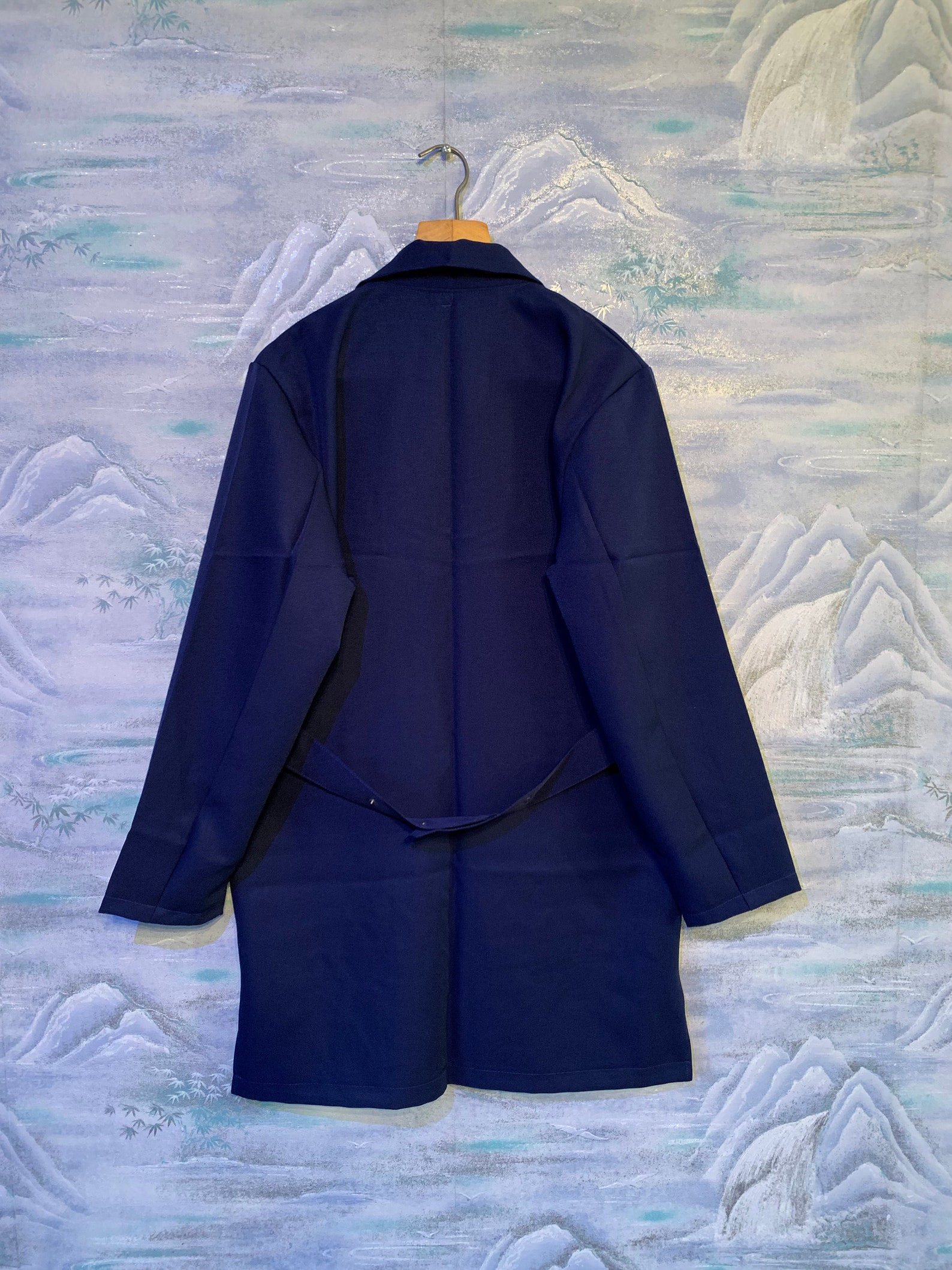 Cobalt Blue Work Coat Men Workwear Long Chore Jacket Retro Artist ...