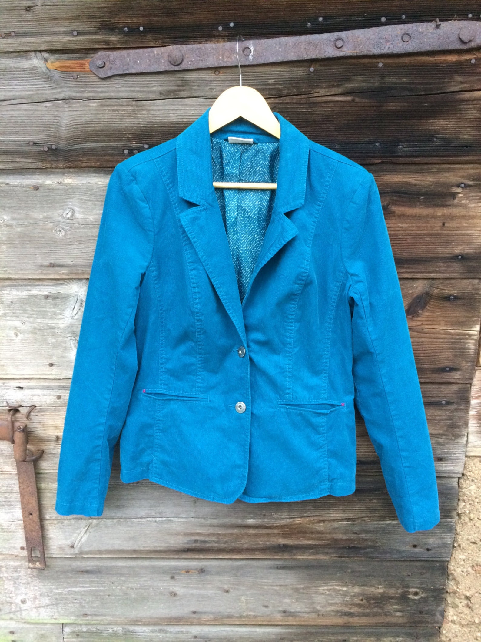 Turquoise Blue Women's Corduroy Jacket Buttons up Classic - Etsy