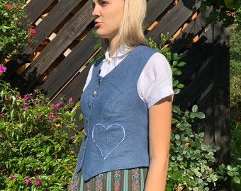 Vintage Women's Folk Bavarian Tyrolean Oktoberfest Vest Top