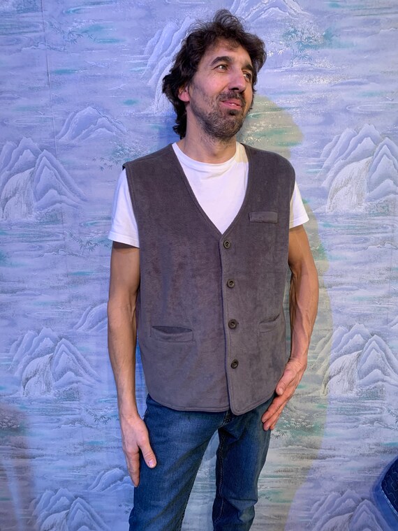 mens purple fleece vest