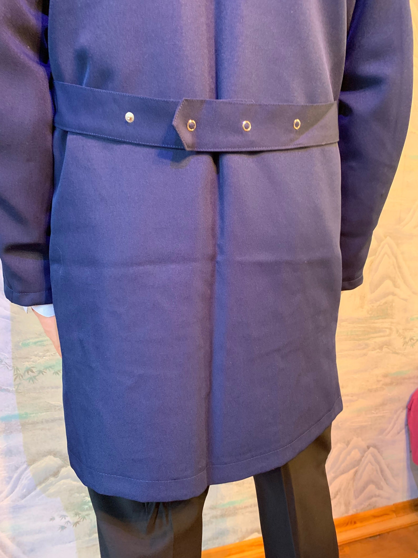 Cobalt Blue Work Coat Men Workwear Long Chore Jacket Retro Artist ...