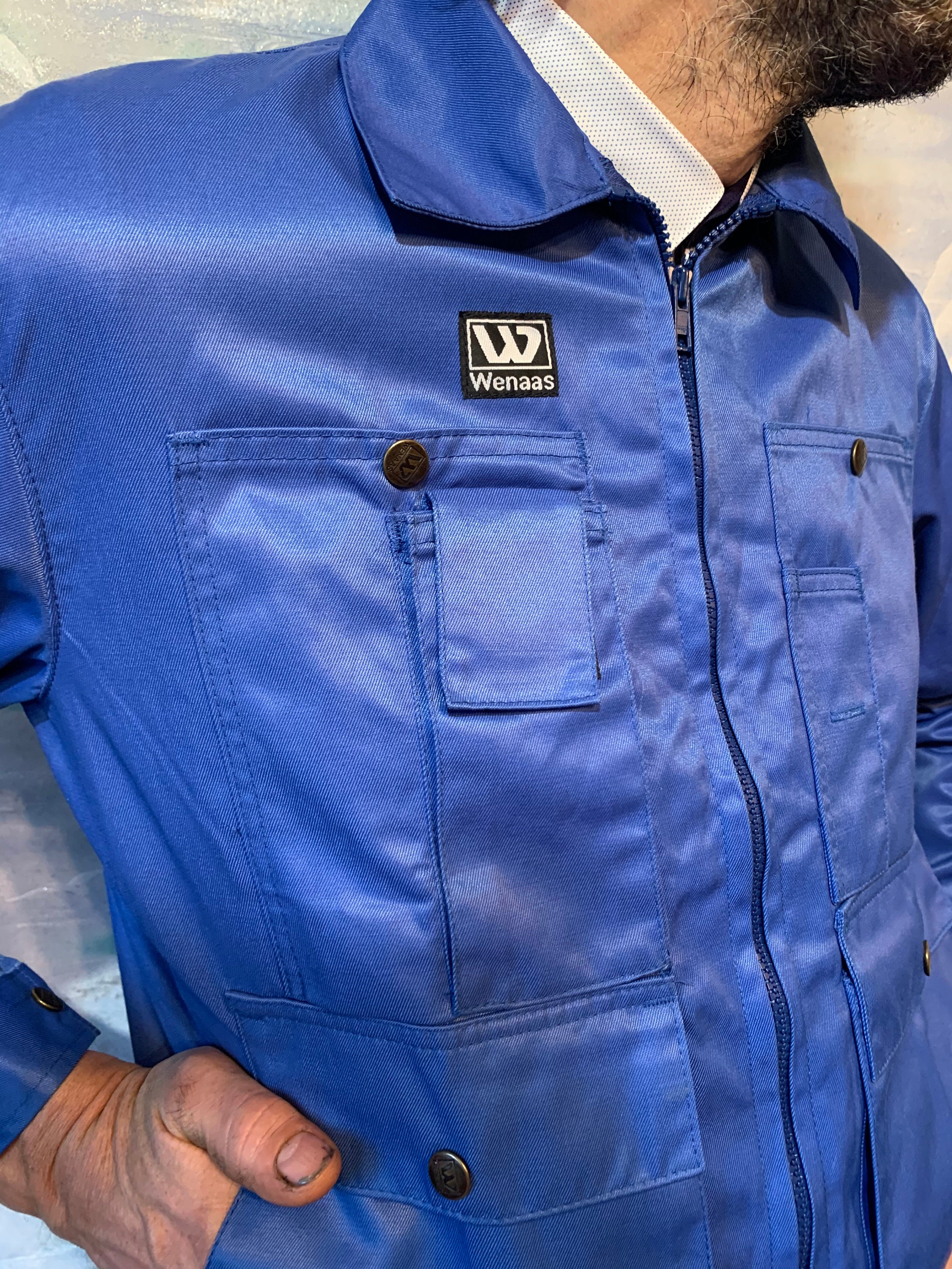 Workers Jacket Blue Canvas Men Work Jacket Cotton Zipper up 
