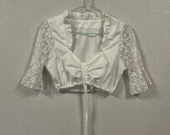 Ladies Dirndl lace blouse white for the Dirndl dress personalized on request Oktoberfest crop  blouse Bavaria short Shirt Medium size Blouse