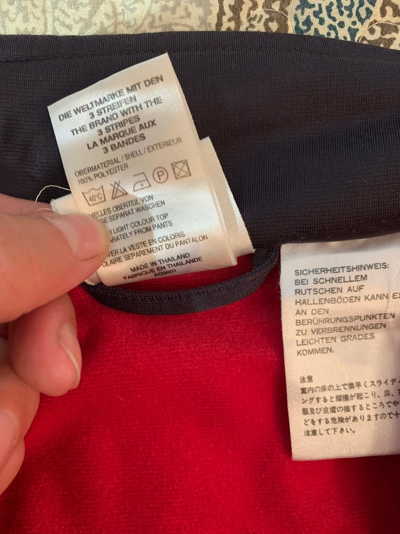 Red adidas jacket and deals pants