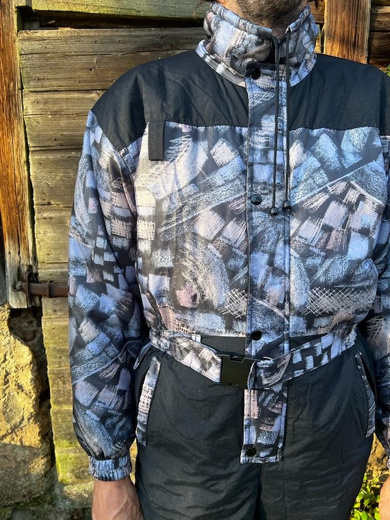 Ski Suit Black Mens One Piece Winter Jumpsuit Retro … Gem