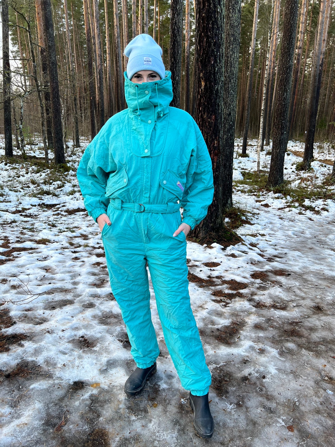 Ski Suit Colored ALASCA One Piece Winter Jumpsuit Purple Retro