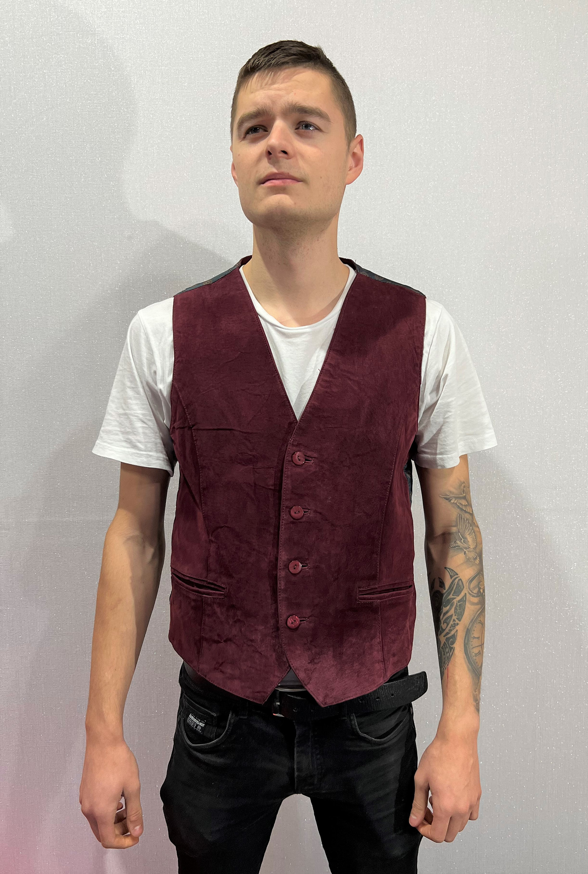 Suede Leather Marron Mens Vest Wine Red Suede Leather Vest Gentleman s Large Size Waistcoat Wine Red Mens Vest Biker Party Mens Vest Etsy UK