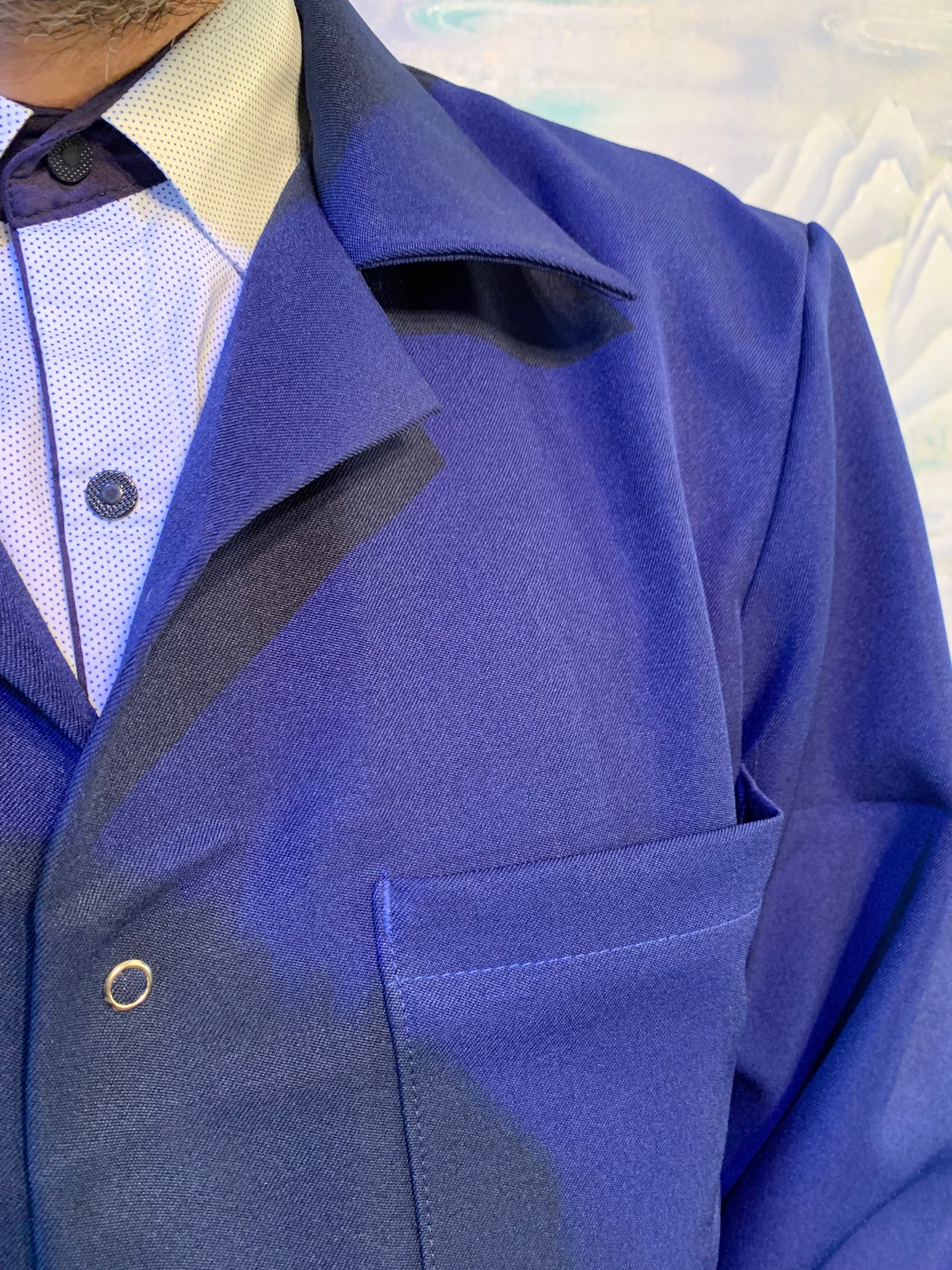 Cobalt Blue Work Coat Men Workwear Long Chore Jacket Retro Artist ...