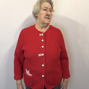 Austrian SchurWool Cardigan Dirndl Cardigan Folk Button Up Traditional Bavarian Jacket Extra Large Size Trachten Wool Jacket