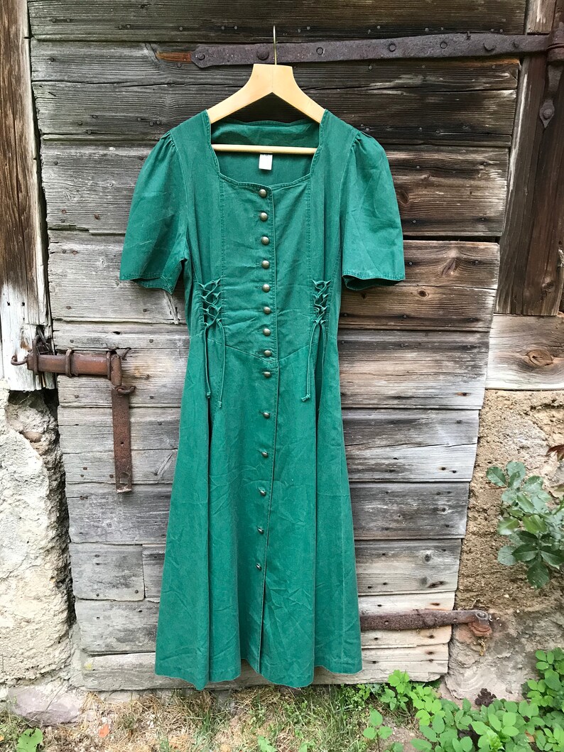 Vintage Green Dirndl Dress German Austrian Dress Bavarian Folk Etsy