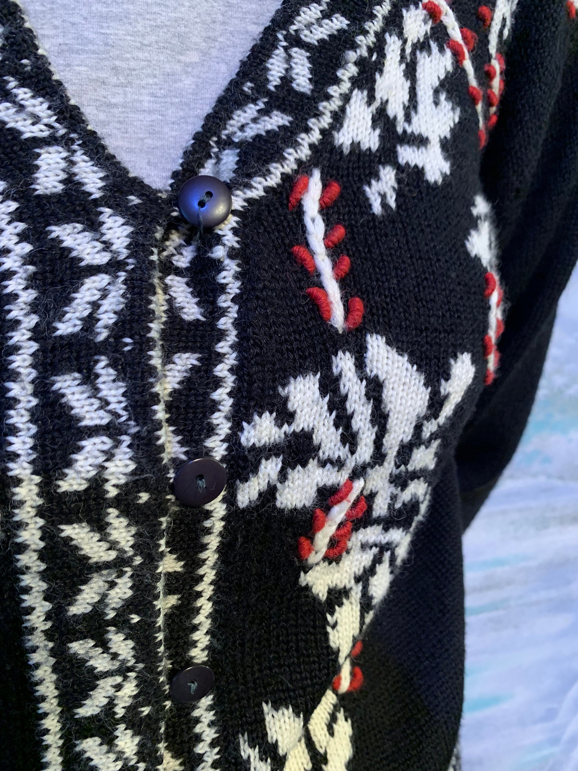 Vintage Wool Acrylic Cardigan Winter Warm Cardigan Jacket 90s 
