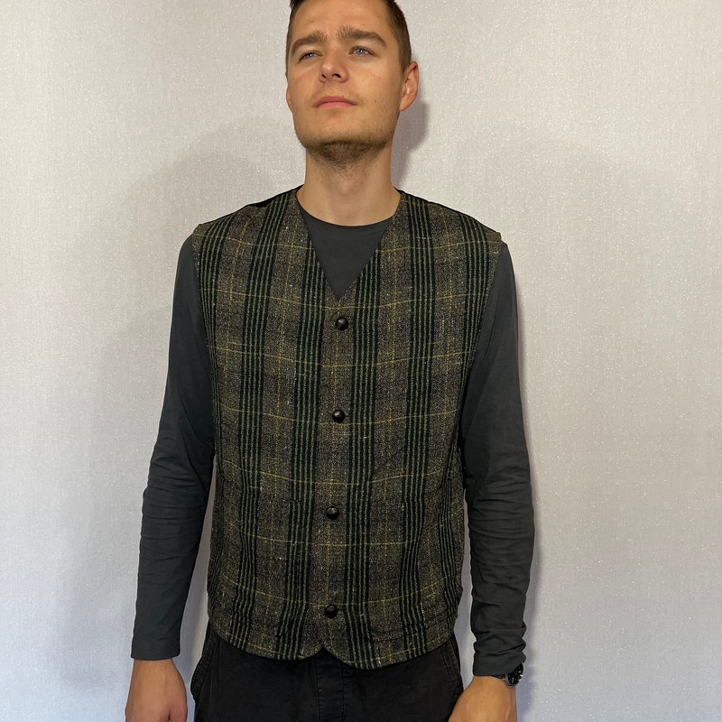 Mens Tweed Vest - Beige main image 1