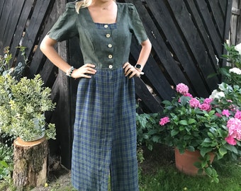 Vintage Dirndl Checkered Austrian Dress Folk German Bavarian Folk National Costume Sound of Music Oktoberfest Dress Bavarian Size Medium